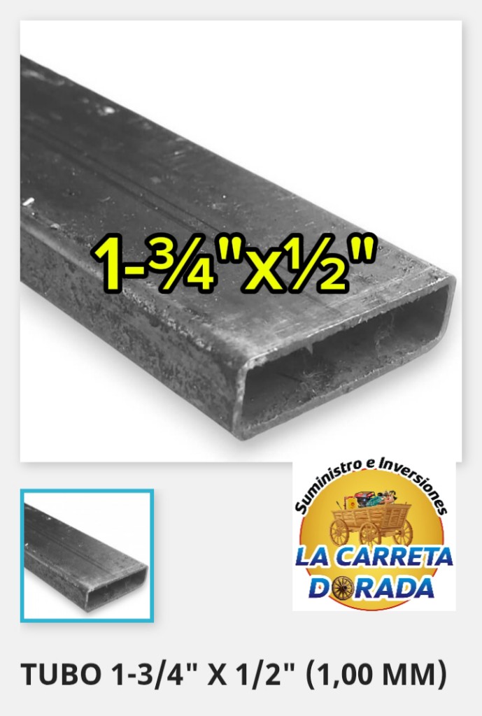 1813 Tubo hierro 1-3/4 x 1/2 Rectangular
