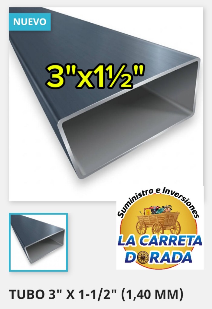1816 Tubo rectangular 3x1-1/2
