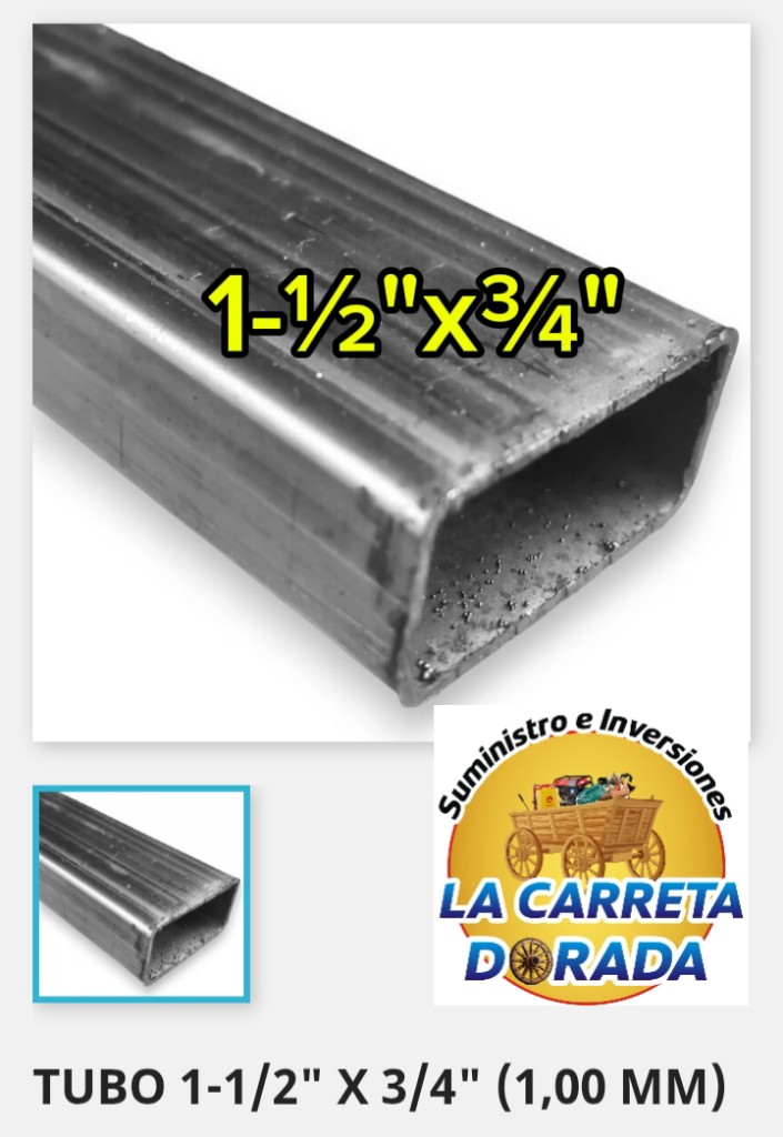 1812 Tubo cuadrado 1-1/2 x 3/4