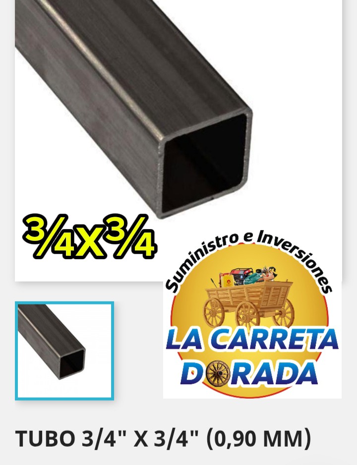 1801 Tubo cuadrado 3/4"x3/4" calibre 0.90