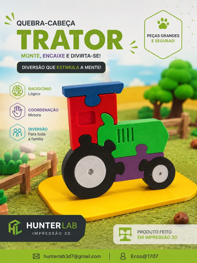 Quebra Cabeça Trator Baby