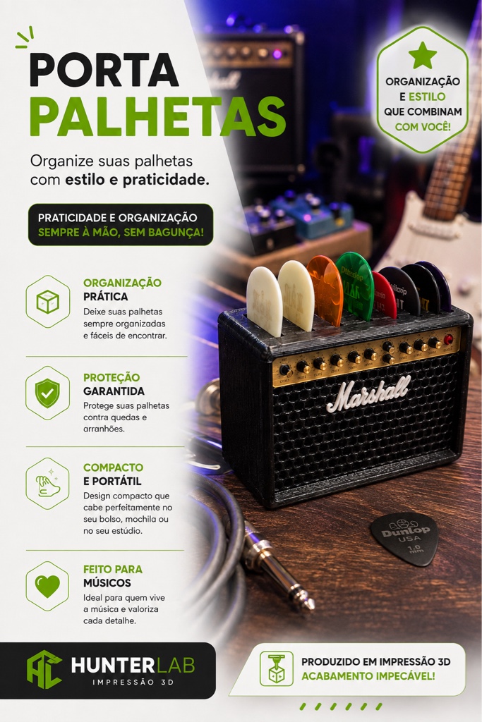 Porta Palhetas Amplificador Marshall