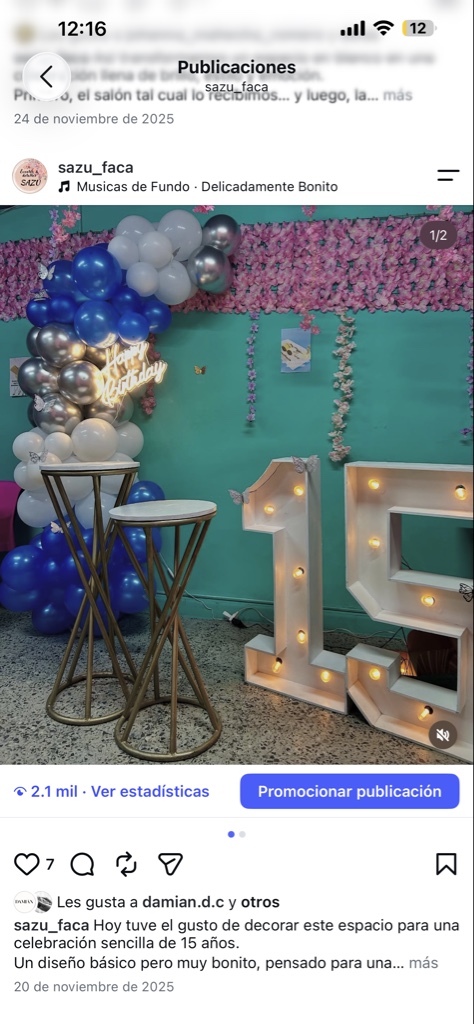 Decoracion pequeña 15 años