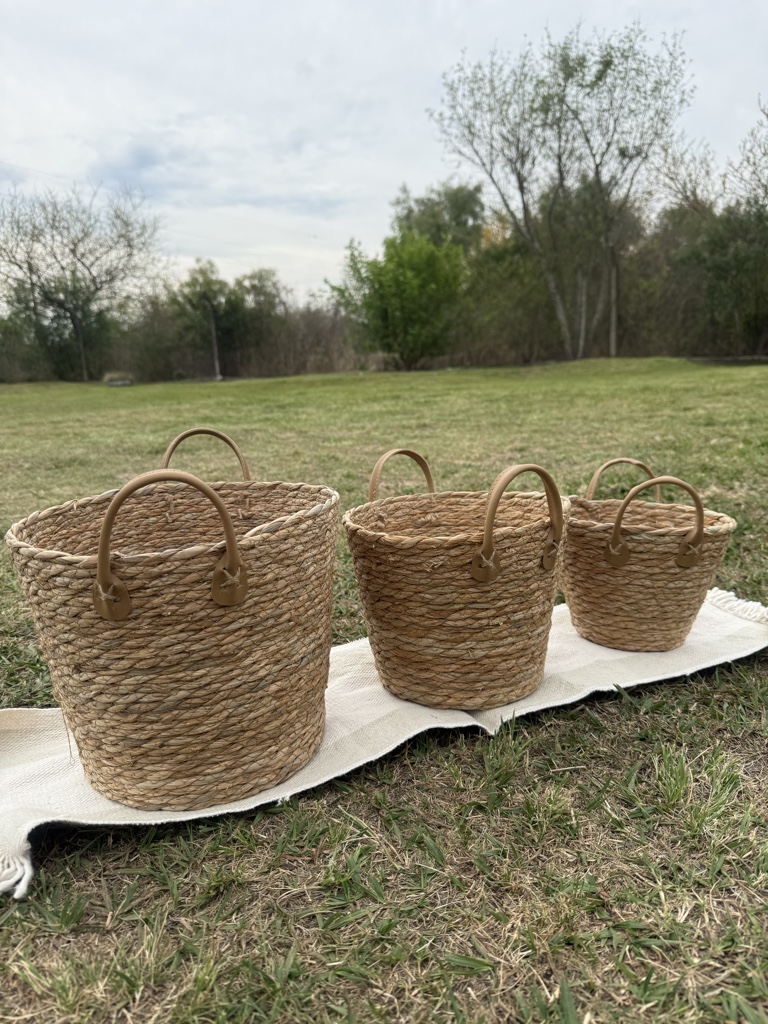 SET 3 CESTOS GRASS CUERO 20/24/28 CM