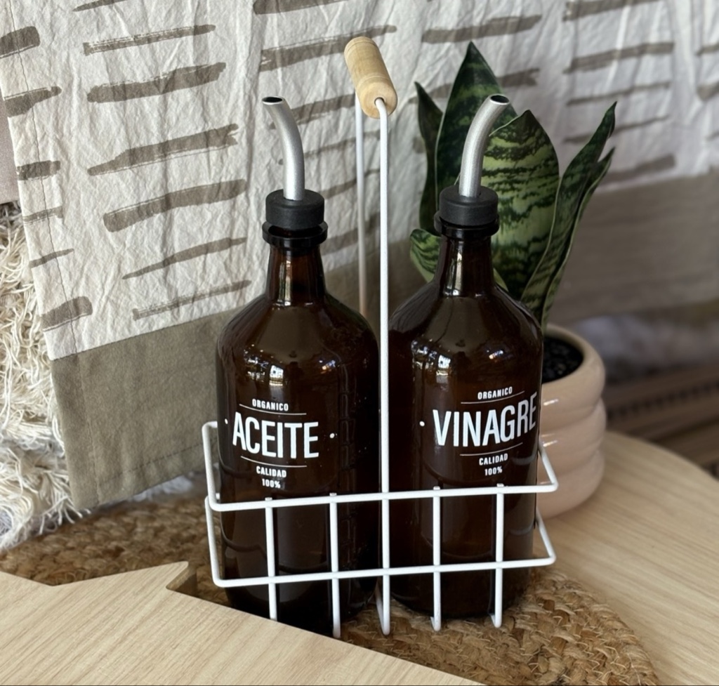 Canasta Set Aceite/Vinagre Ámbar