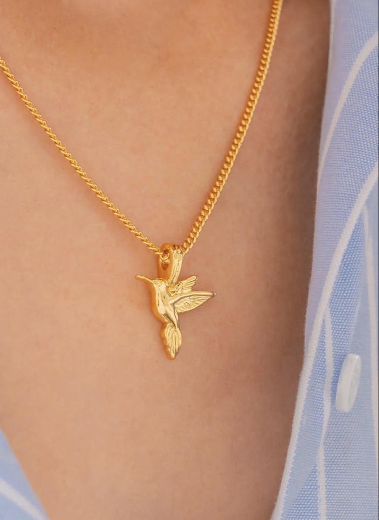 Aretes y collar de colibri dorado (321611) avemaria