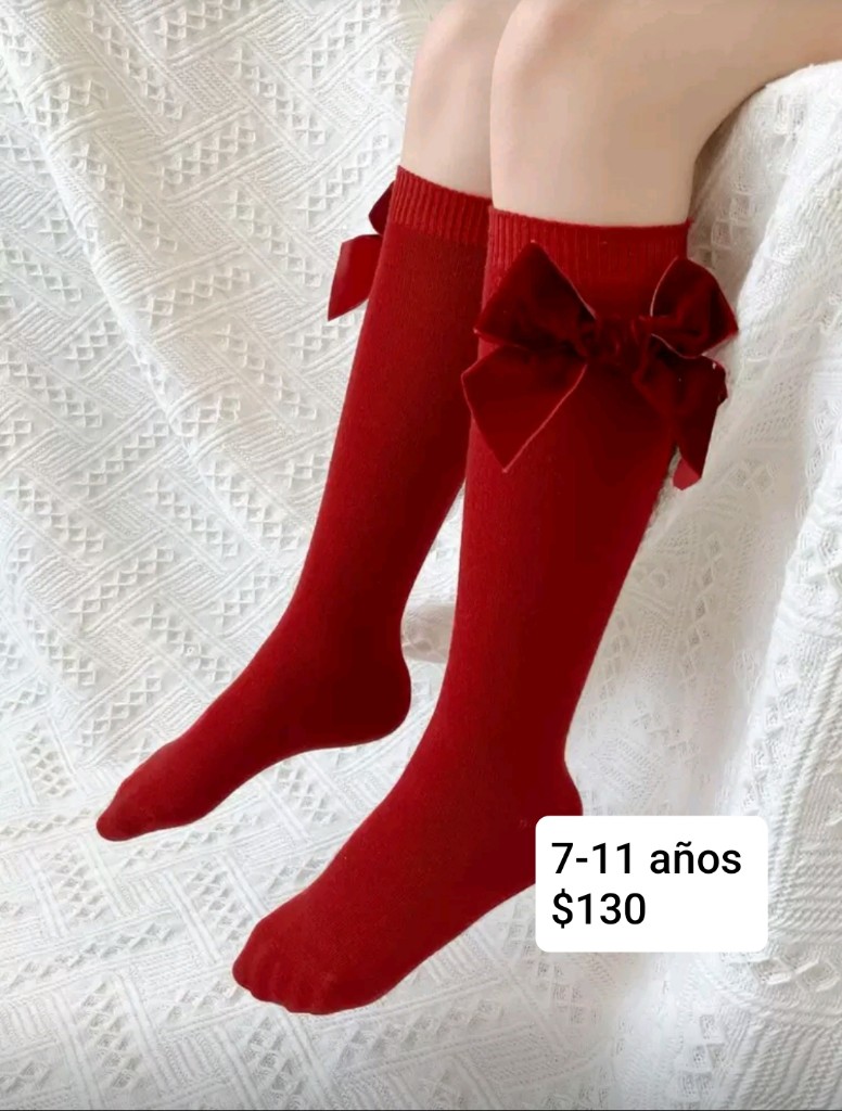 Calcetas rojas con moño 7-11a