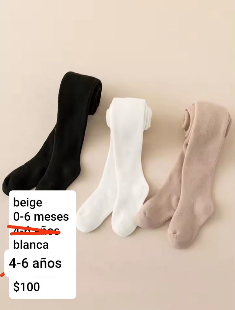 Mallas lisas  blancas 4-6 años