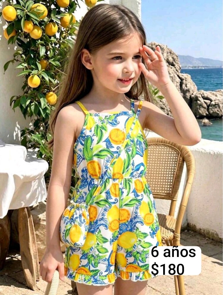 Vestido infantil estampado limon 6años