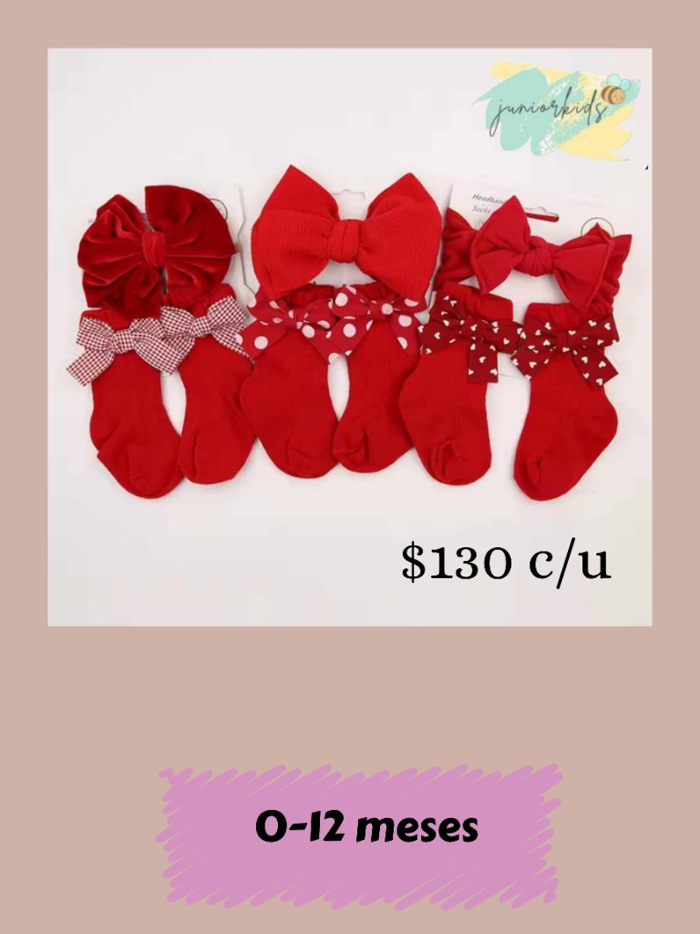 Calcetas rojas con moño y bandita