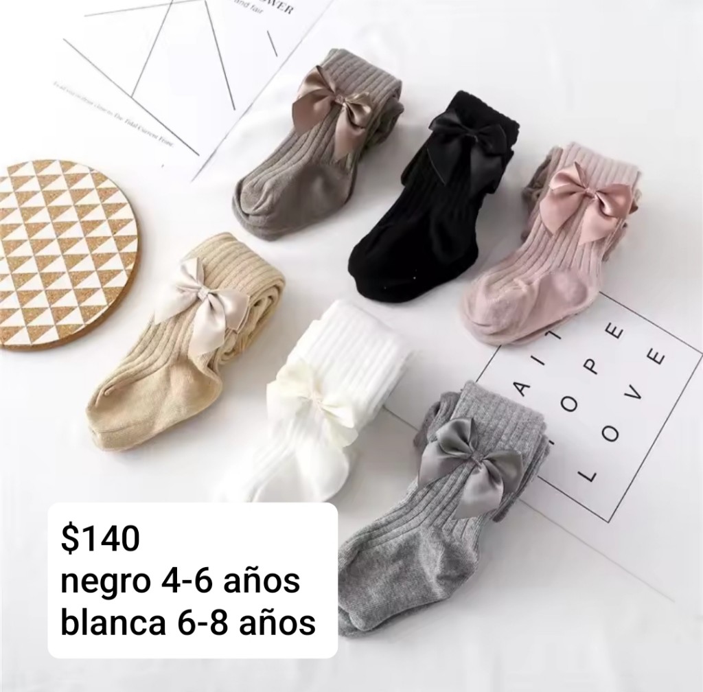 Mallas con moño liso negras 4-6a