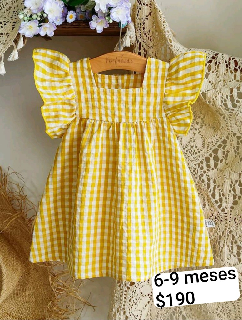 Vestido amarillo cuadros6-9m