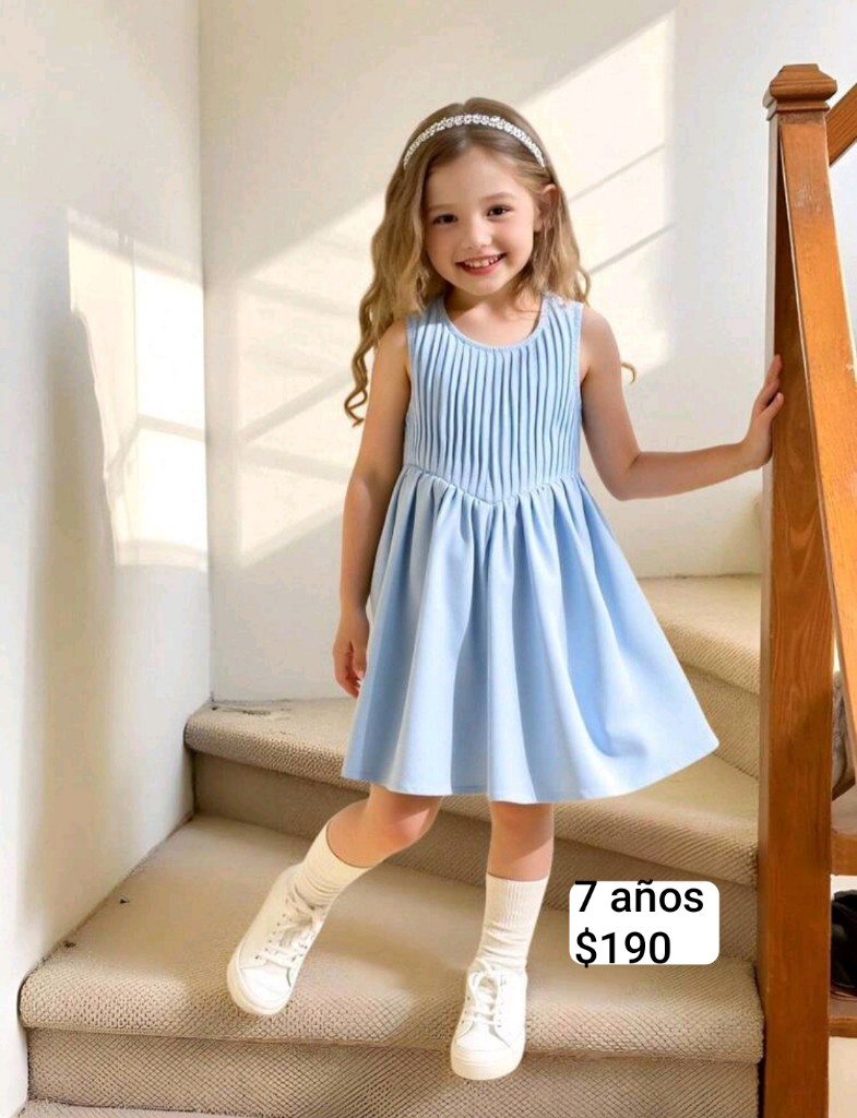 Vestido azul cielo niña7años