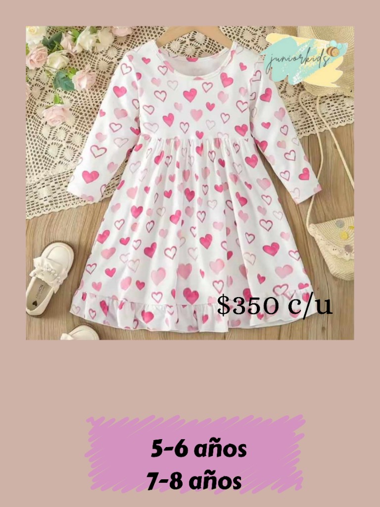 Vestido blanco corazones rosas