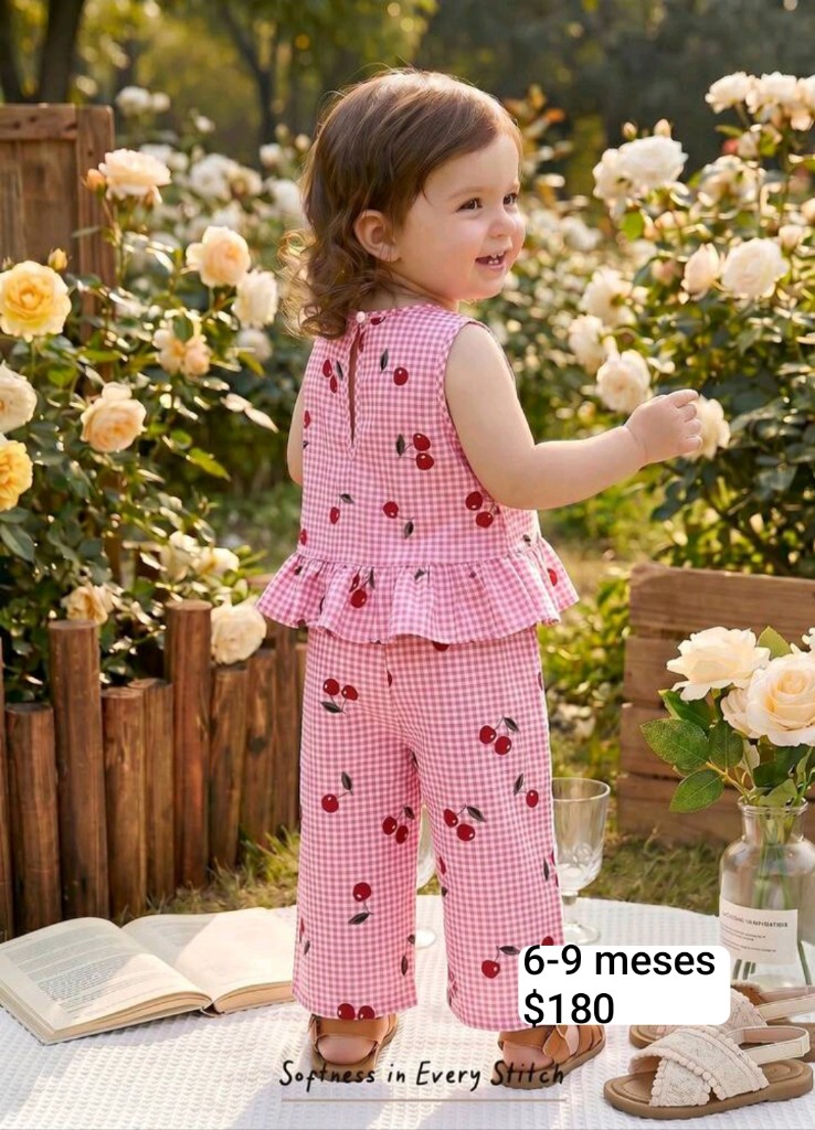 Set rosa cerezas bebe 6-9m