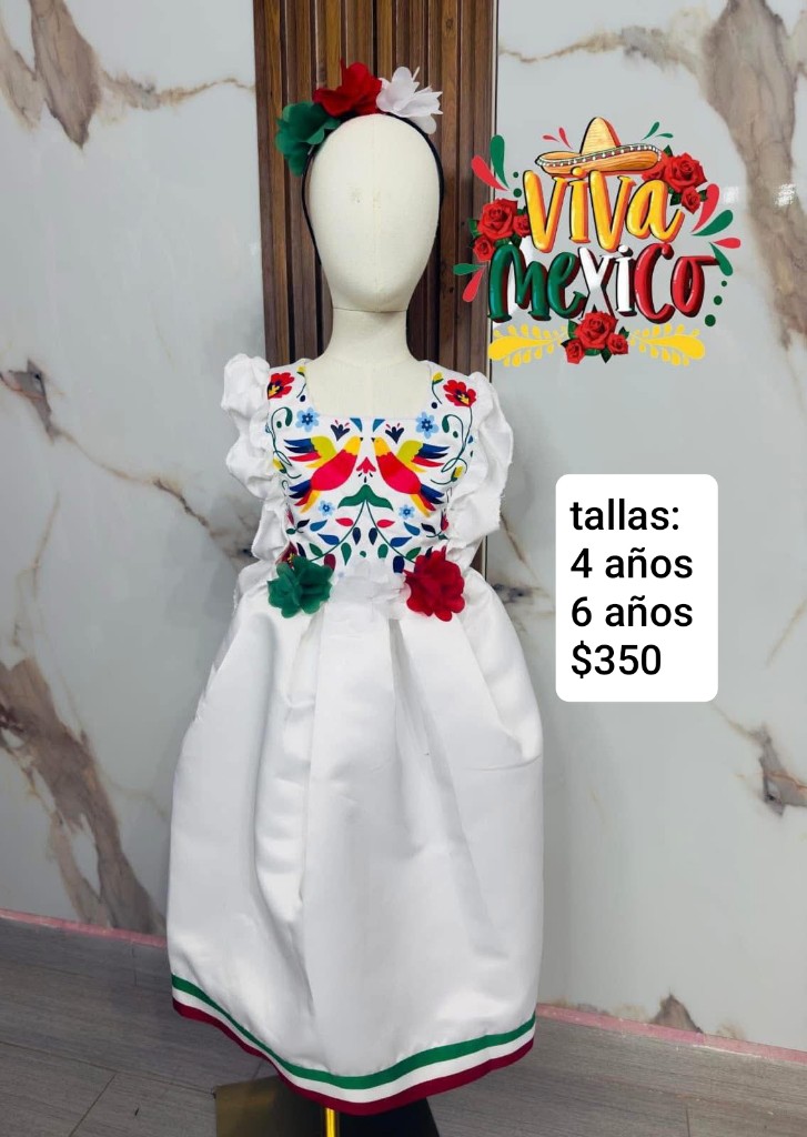 Vestido Viva Mexico blanco6años