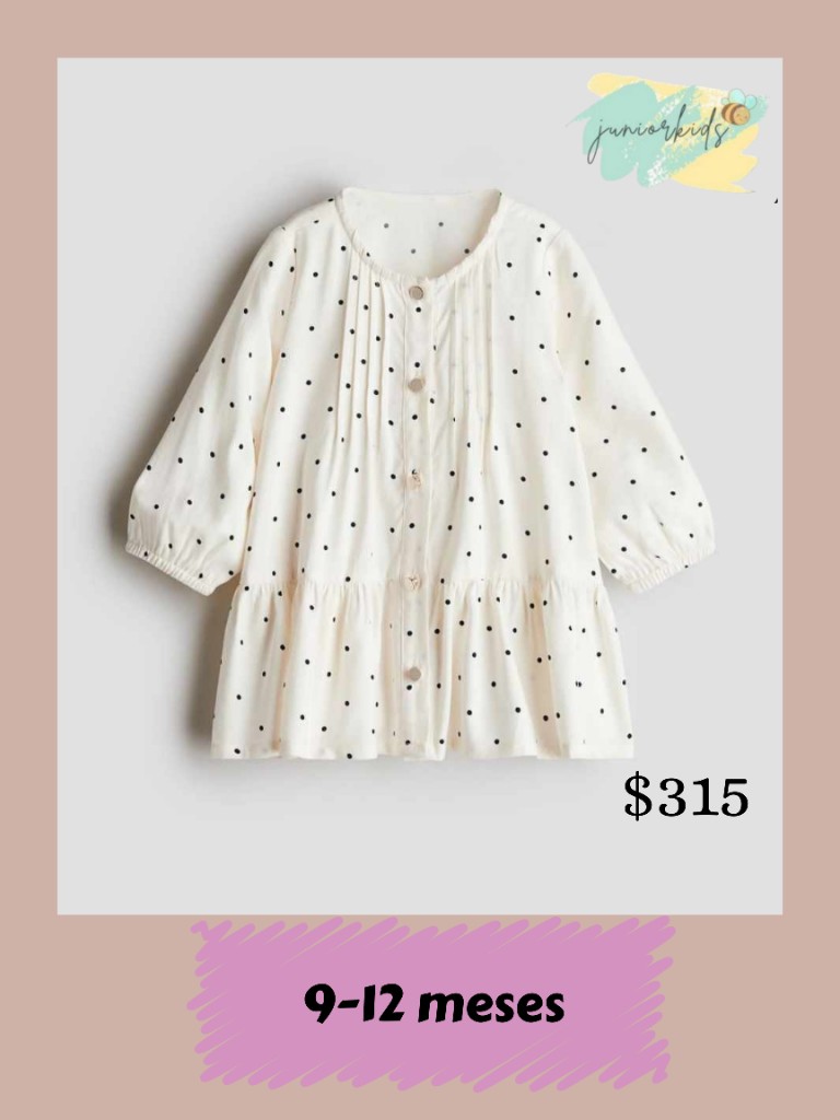 Blusa blanca lunares 9-12m