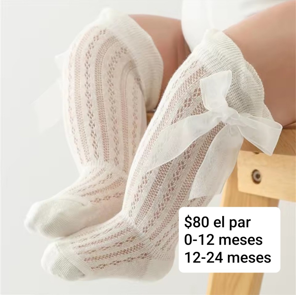 Calcetas blancas de red con moño12-24m