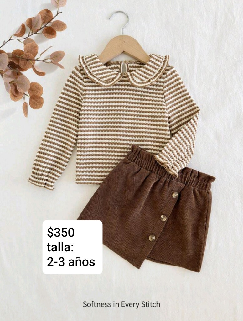Conjunto infantil cafe y crema2-3a