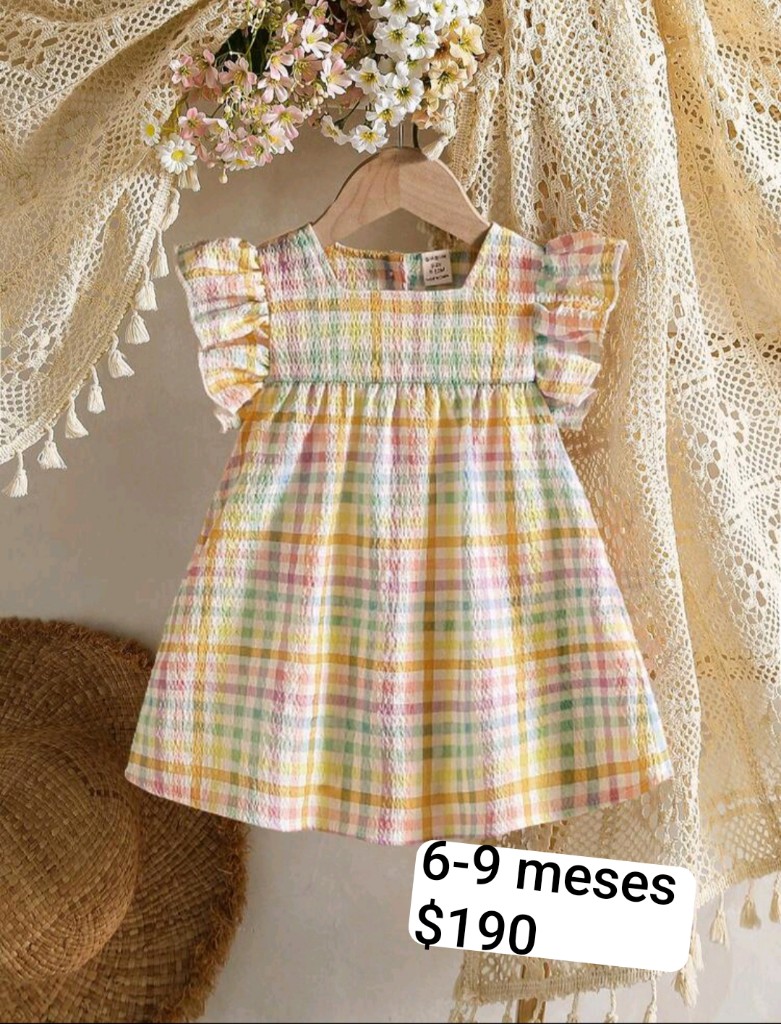 Vestido pastel cuadritos 6-9m