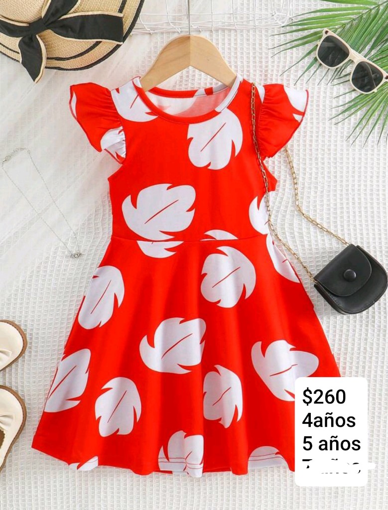 Vestido rojo estampado infantil hawaiana