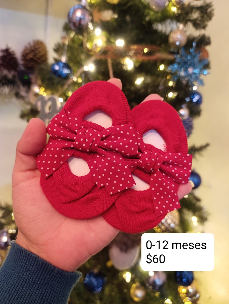 Calcetitas rojas moño 0-12m