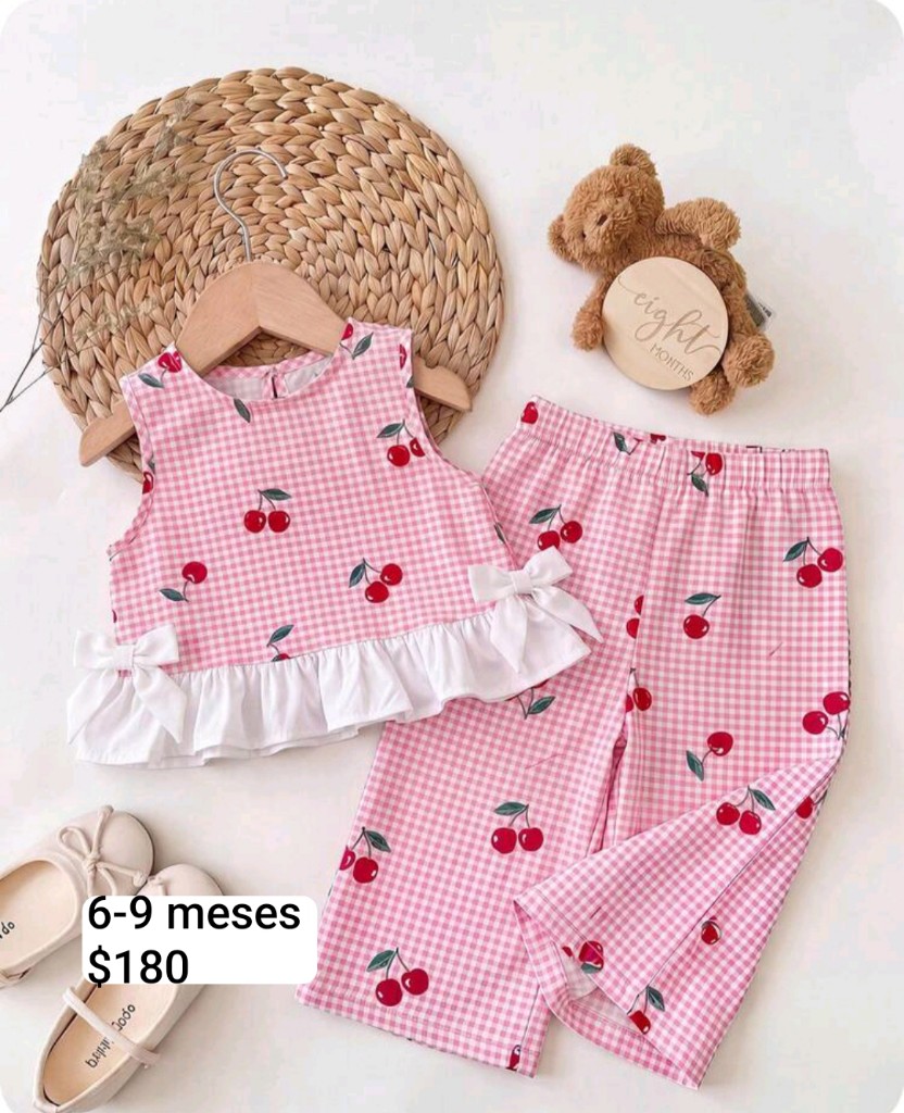 Conjunto cherry rosa 6-9 meses