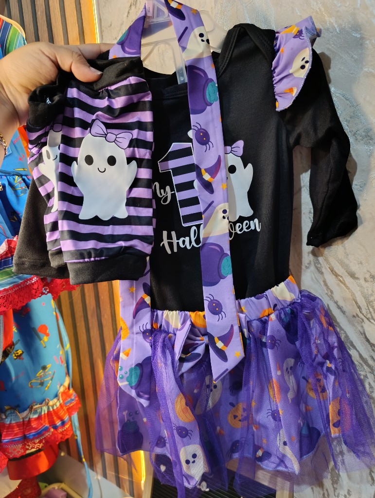 Disfraz Halloween negro morado 6-9m