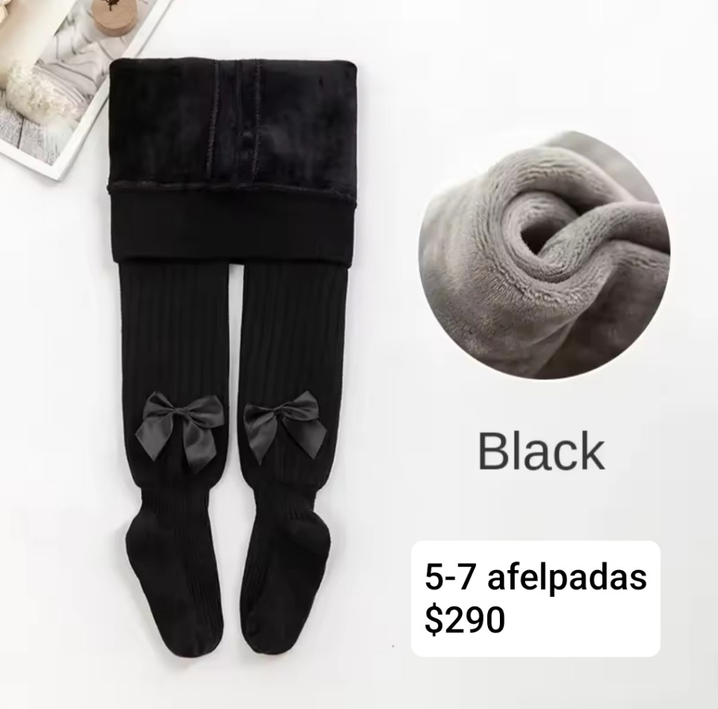 Mallas negras afelpadas 5-7a