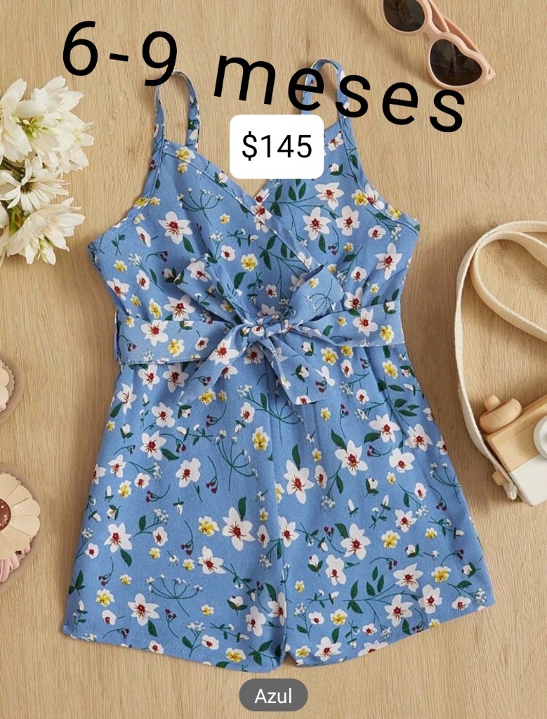 Vestido azul floral 6-9 meses
