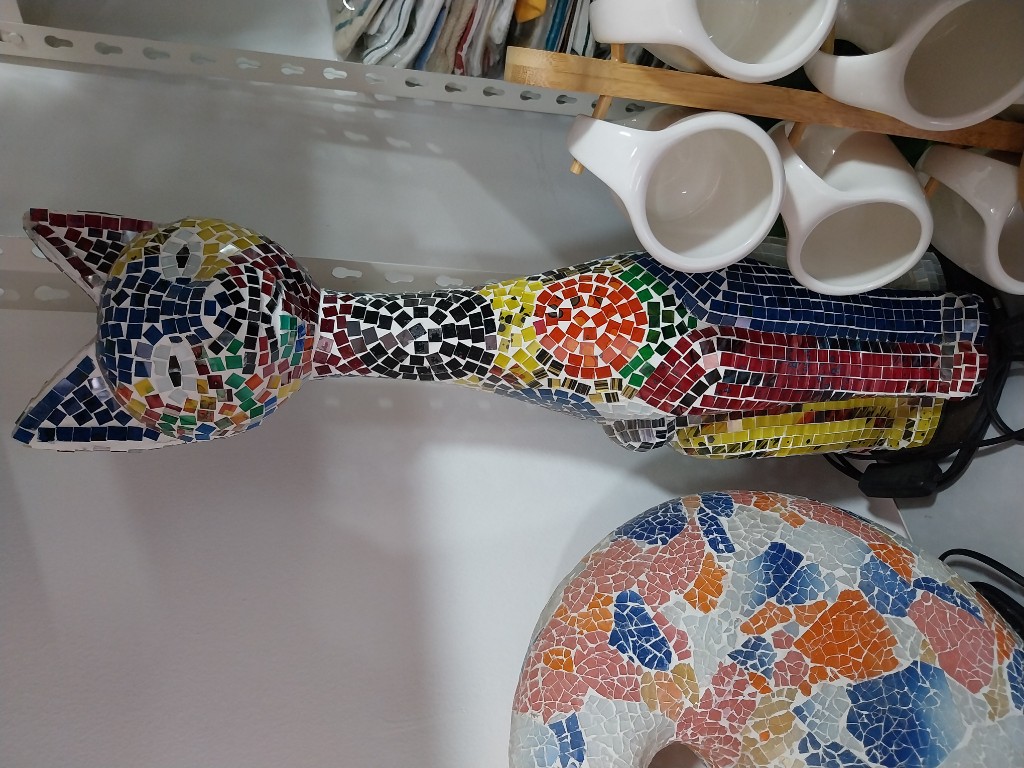 Lampara de mosaico gato