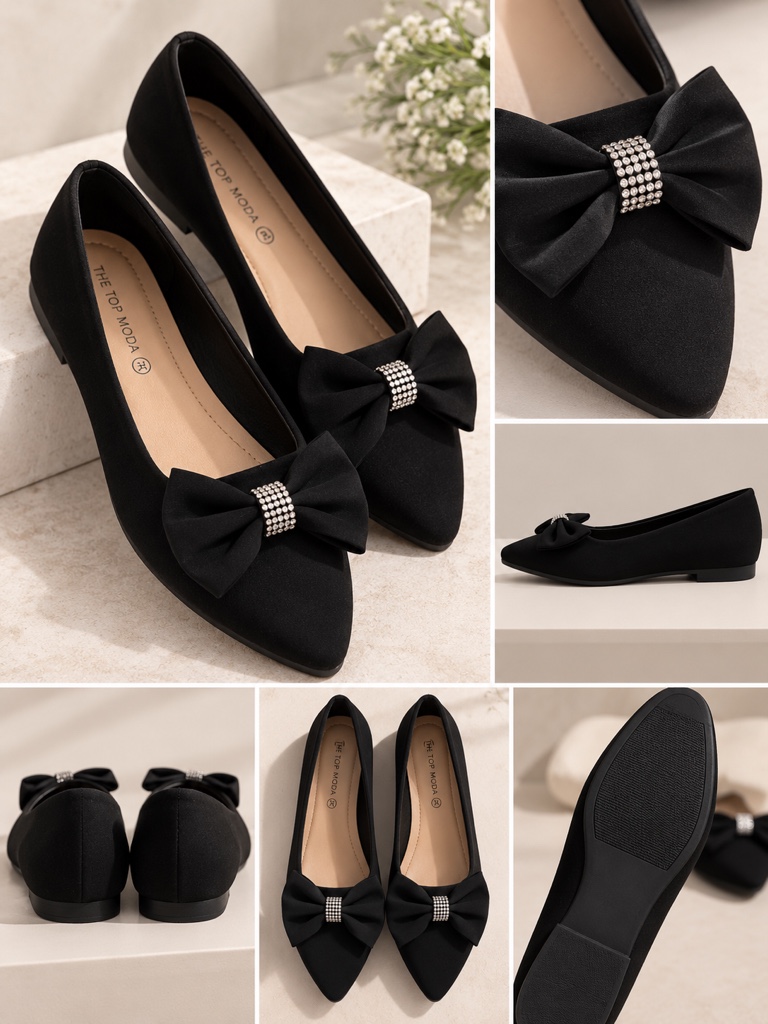 Flats negros con moño