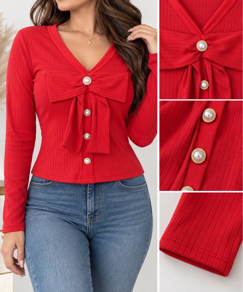 Blusa Roja Moño (M)