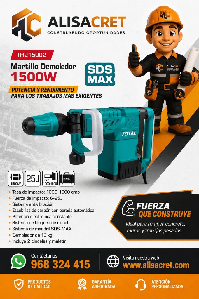TOTAL Martillo Demoledor 1500W