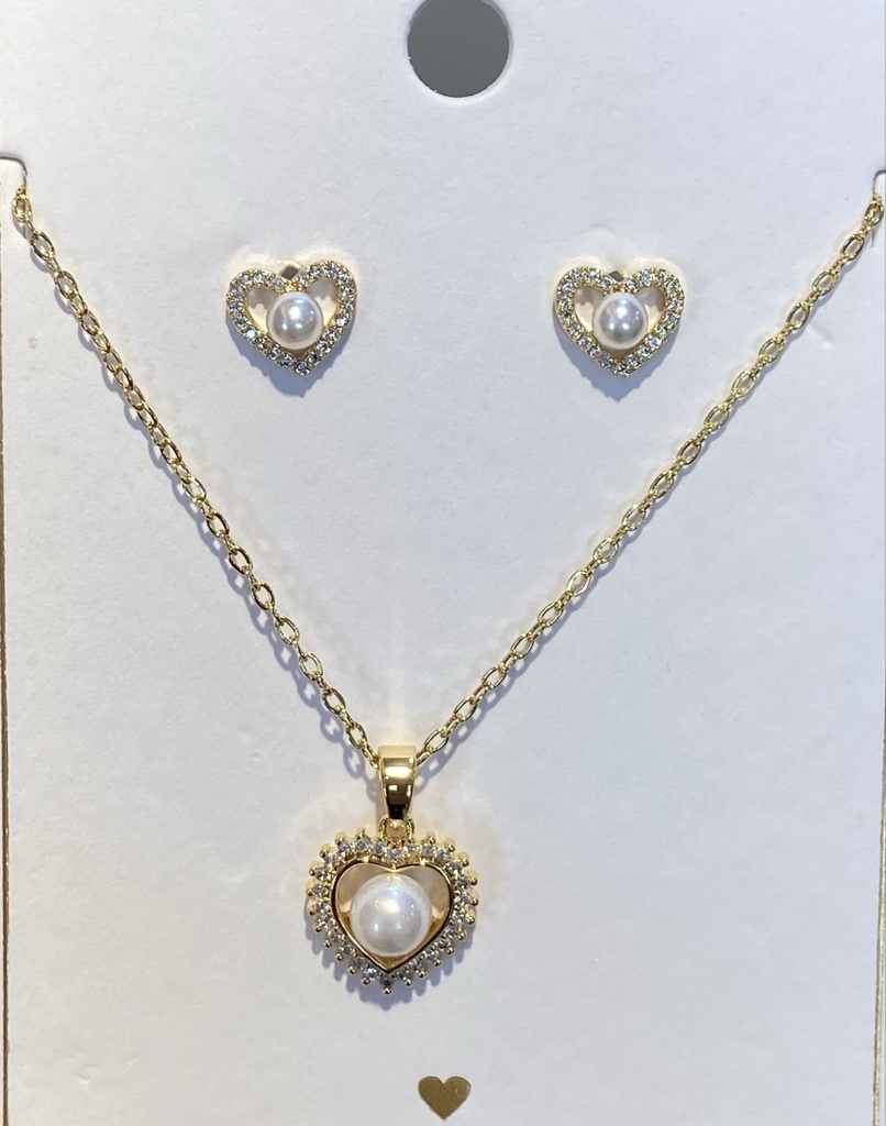 juego cadena corazon perlas