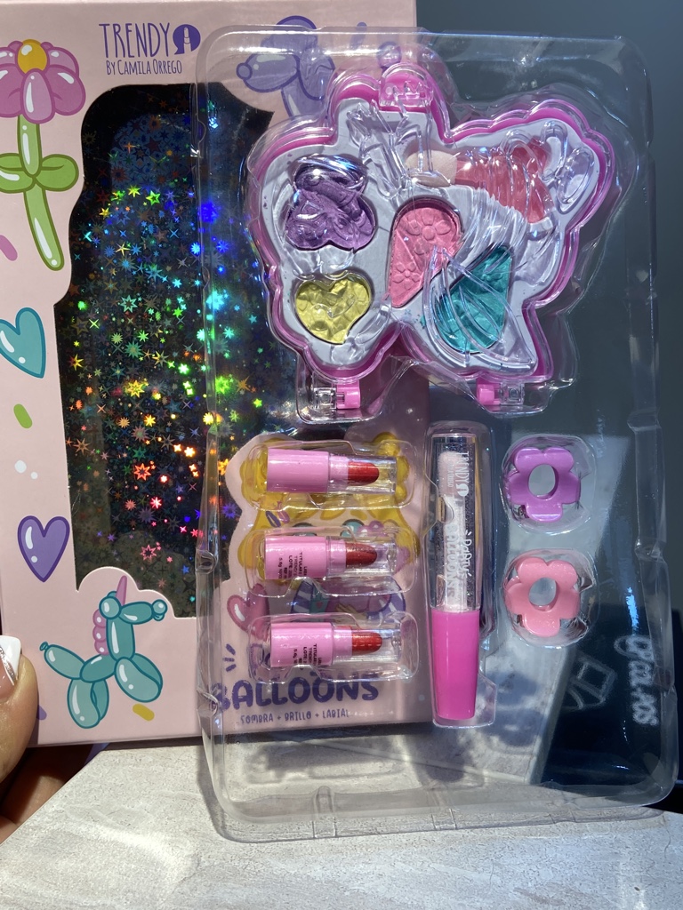 Trendy Party Balloons set maquillaje niñas rosa