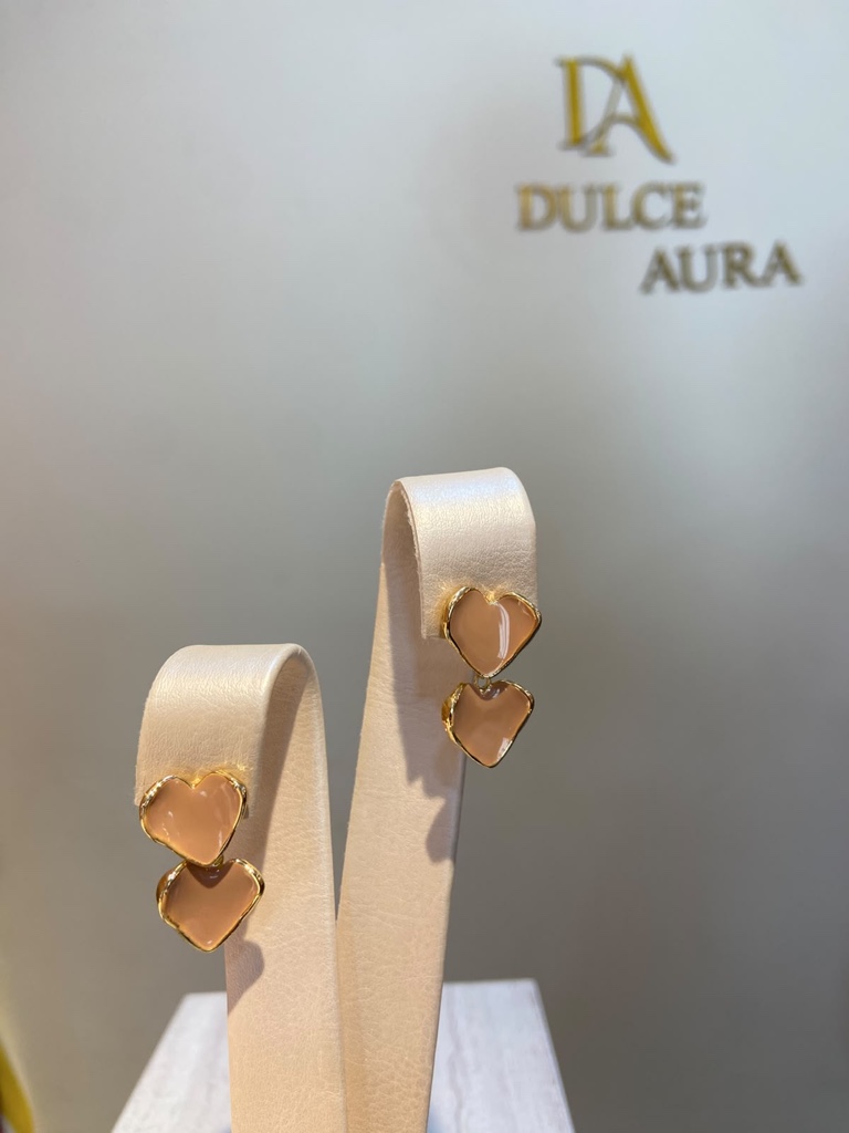 Aretes corazon cleo rosa
