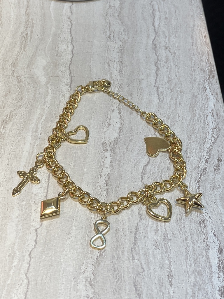 Pulsera dijes corazon cruz