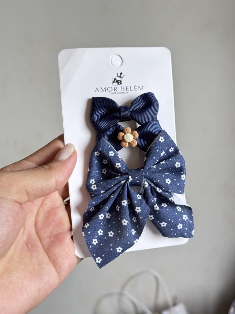 Kit laço azul floral