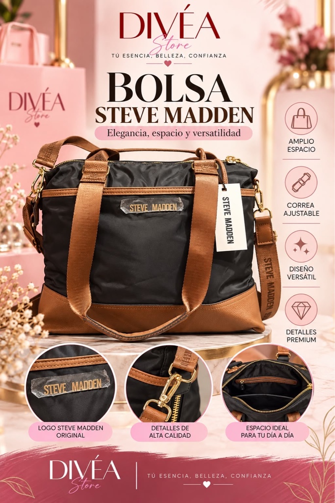 Steve Madden bolsa negra y cafe