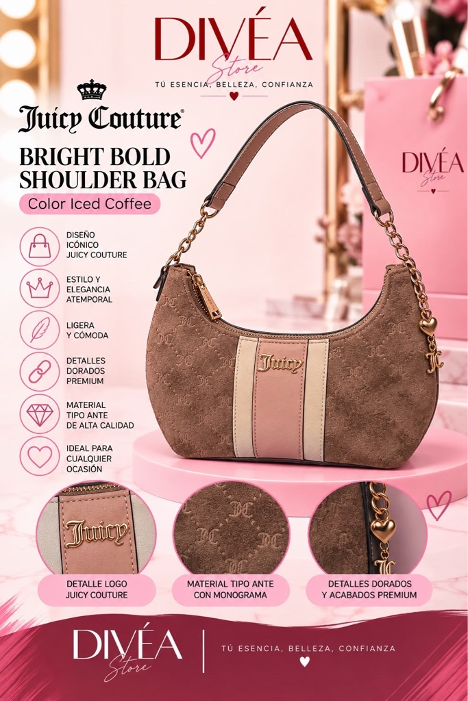 Juicy Couture bolsa hombro cafe