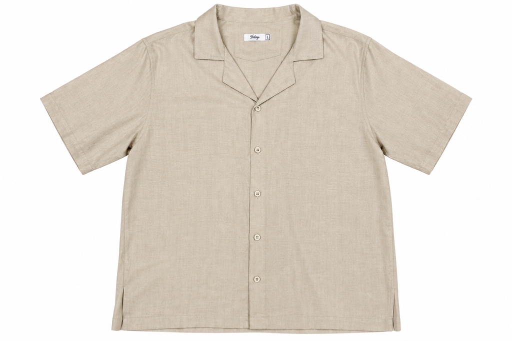 Be Happy Camisa cuello cubano Mangas cortas