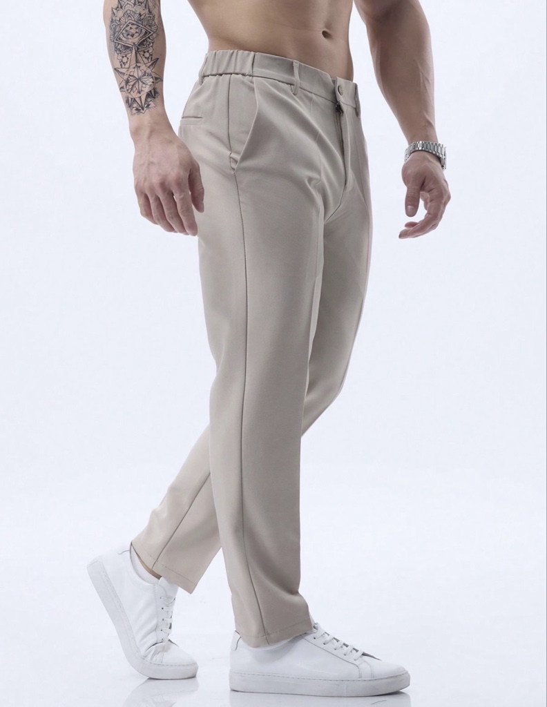 Pantalón tela tabú corte recto con elástico