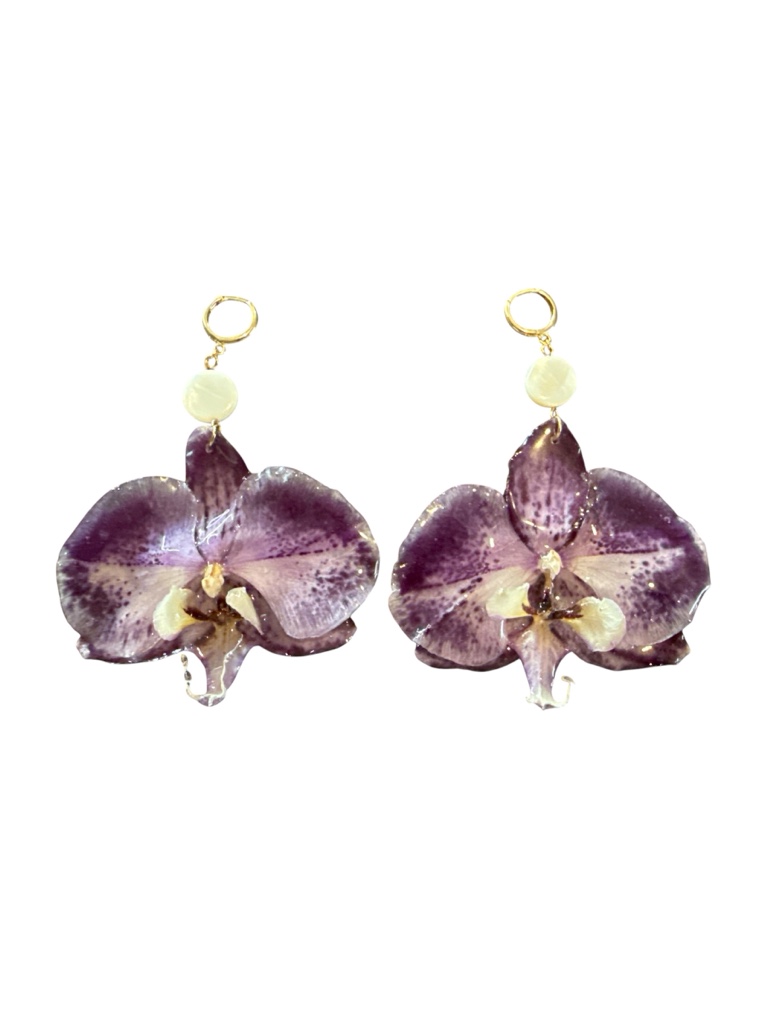 Aretes orquídea natural morada