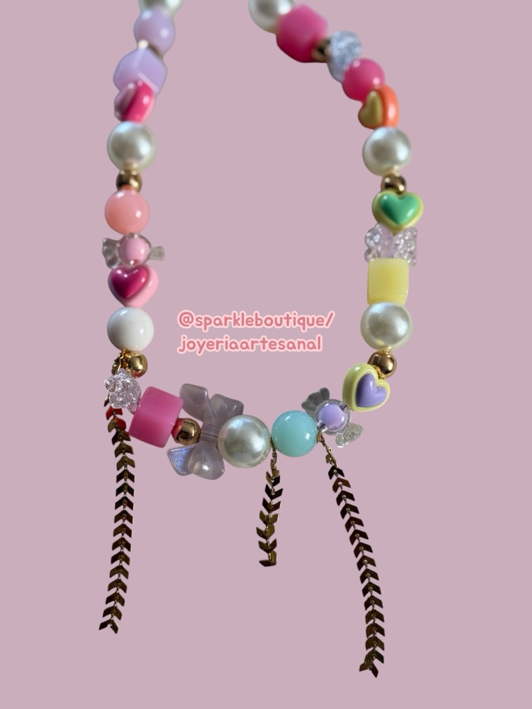 Collar multicolor corazones chunky