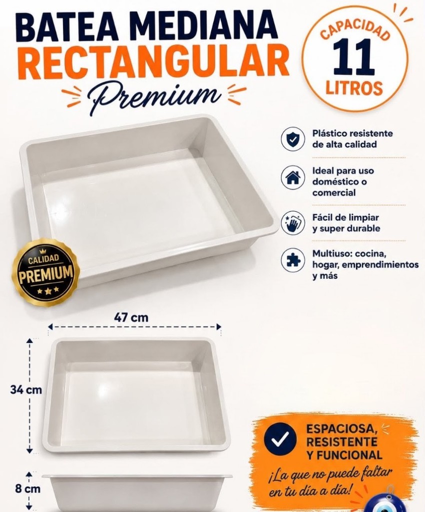 Batea blanca plástica 11lt