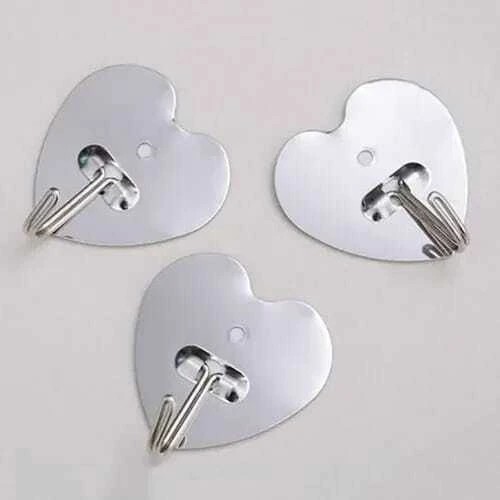 Ganchos x3 corazón plateados