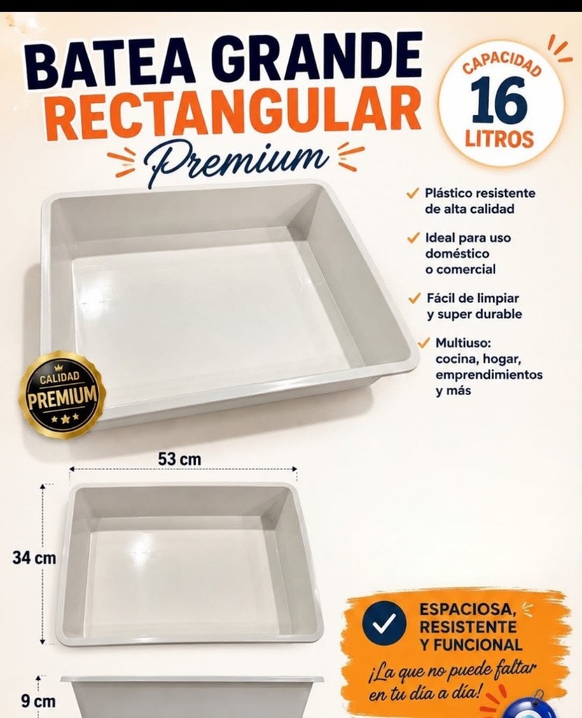 Batea blanca plástica 16lt