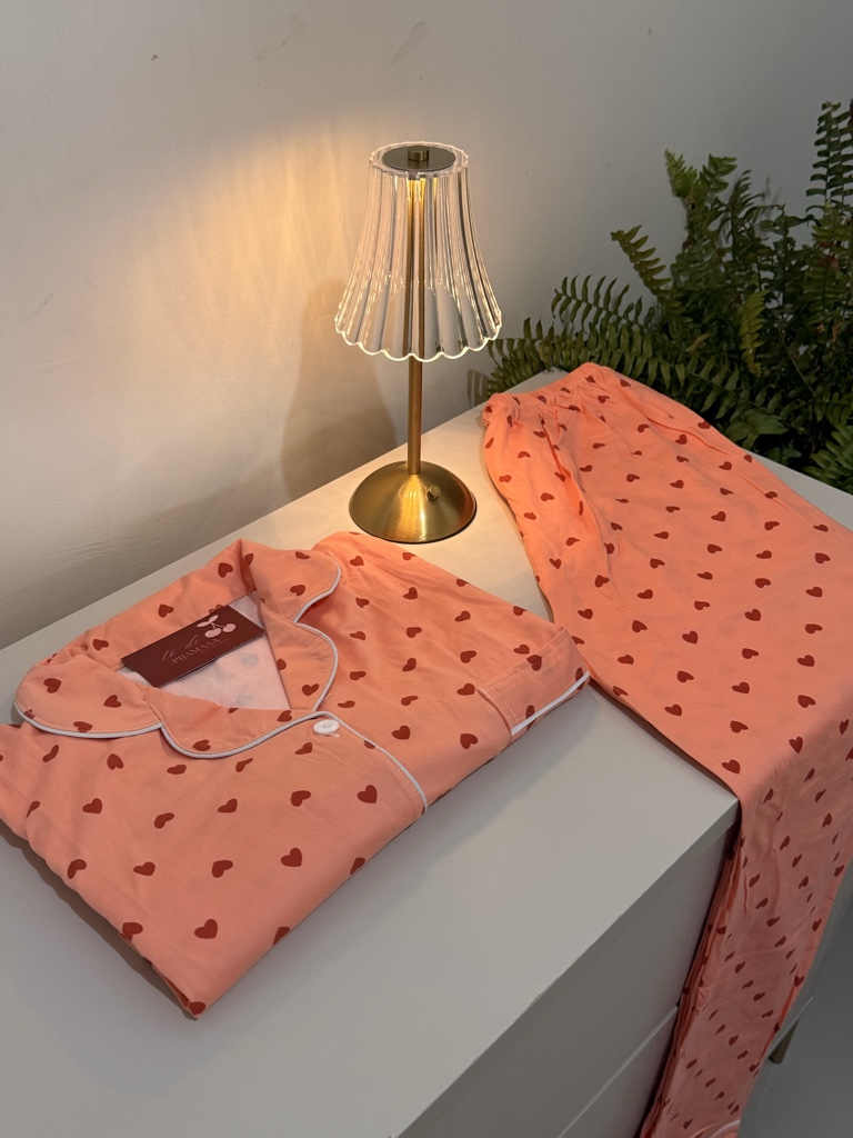 Pijama americano longo salmão