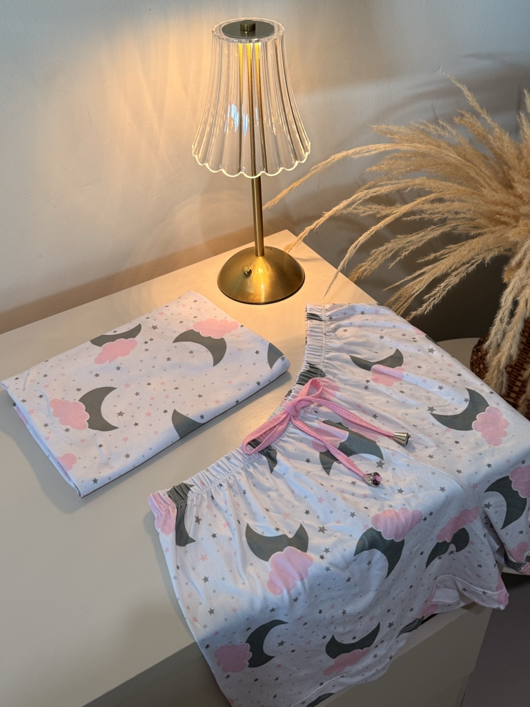 Pijama alcinha nuvem rosa